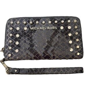 Michael Kors Blue Snakeskin Wristlet Wallet
